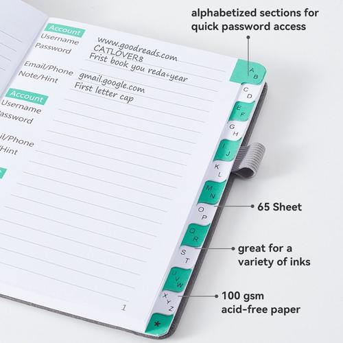 跨境亚马逊密码记录本地址本插仿皮带笔索引绑带页电话本密码本