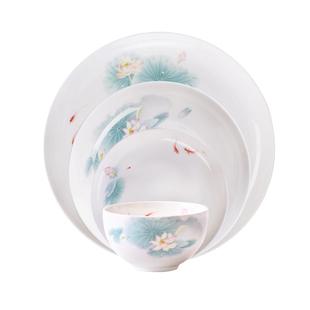 华光国瓷 抗菌骨瓷碗碟餐具套装 新中式6人份送礼礼盒装 春江水暖