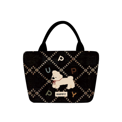 尼睿菱格小狗轻奢风手提布袋包