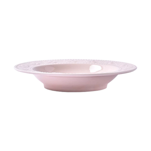 陶瓷浮雕西餐盘菜盘子釉下彩碟子圆形平盘法式餐具家用奶油风餐盘