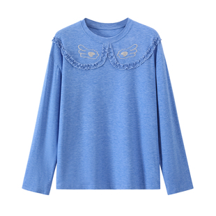 UnsocialNight春夏新款原创小翅膀烫画拼接打底衫宽松休闲T恤女