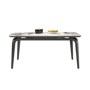 意式极简可伸缩岩板餐桌椅组合现代简约家用方变圆形两用吃饭桌子