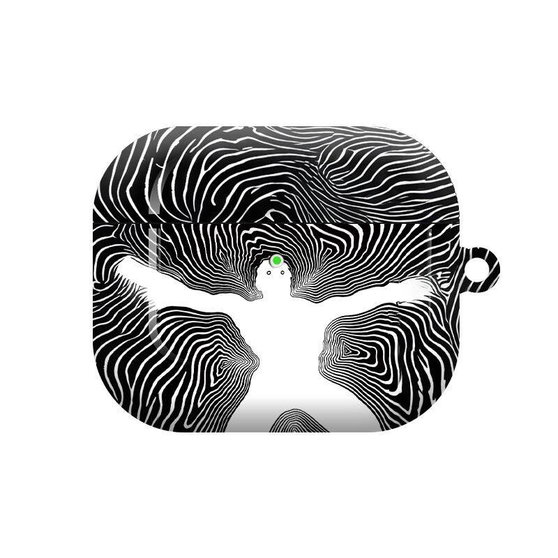 嵌入漩涡人影潮流手绘简笔画复古适用于AirPods3代耳机壳AirPodsPro第二代/一代保护套光面硬壳AirPods4代