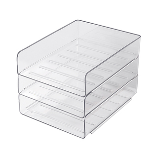 可叠加桌面收纳架学生书本收纳盒透明文件收纳架多层办公用桌面资料架大容量简约书立架书本整理架文件架