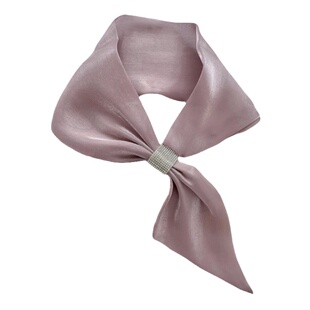 春夏款流光纱亮钻护颈丝巾洋气围巾百搭薄款装饰方巾防晒遮颈纹女