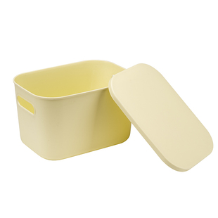 家用桌面收纳盒食品级塑料家居杂物箱长方形带盖化妆品整理提手框