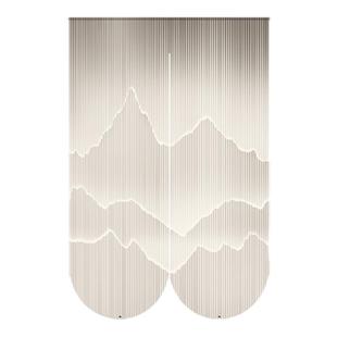 新中式山水风水复古禅意门帘隔断帘家用半透明帘子卧室免打孔布帘