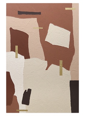 忒派现代抽象色块餐厅手绘油画