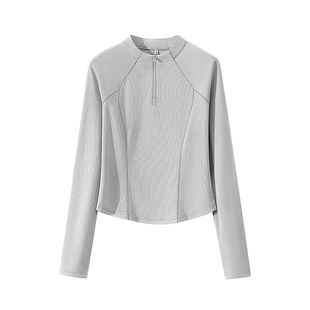 NOB真维斯半拉链紧身长袖t恤女2026新款瑜伽健身速干短款运动上衣