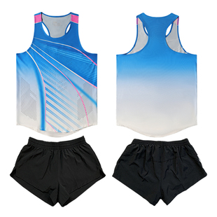 速干马拉松跑步背心套装田径服男女体育生训练服短跑运动服比赛服