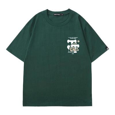 丛林老虎国潮趣味字母短袖T恤男