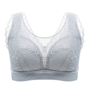 大码文胸薄款无钢圈胸罩聚拢抹胸蕾丝全罩杯大胸显小女士超薄内衣