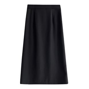 黑色半身裙女2024新款夏天中长款a字裙大码胖mm高腰显瘦西装裙子