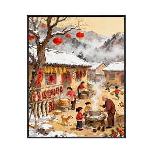 马年新款童趣年味diy新款数字油画填充丙烯画涂色填色治愈油彩画