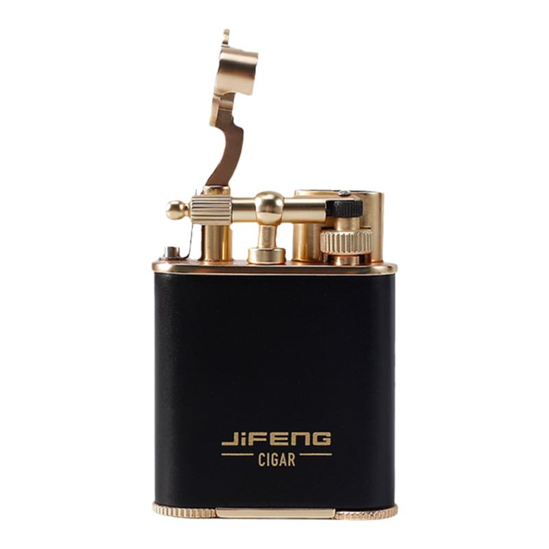 JIFENG季风雪茄打火机双火直冲蓝焰高温自带开孔器精美礼盒赠火石