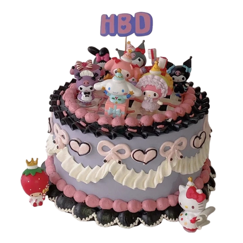 女孩生日蛋糕装饰美乐蒂兔子库洛米玉桂狗KT猫大耳狗公主烘焙摆件