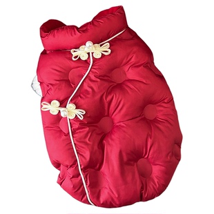 狗狗新年衣服冬装2026新款小型犬泰迪博美红色喜庆宠物过年马甲