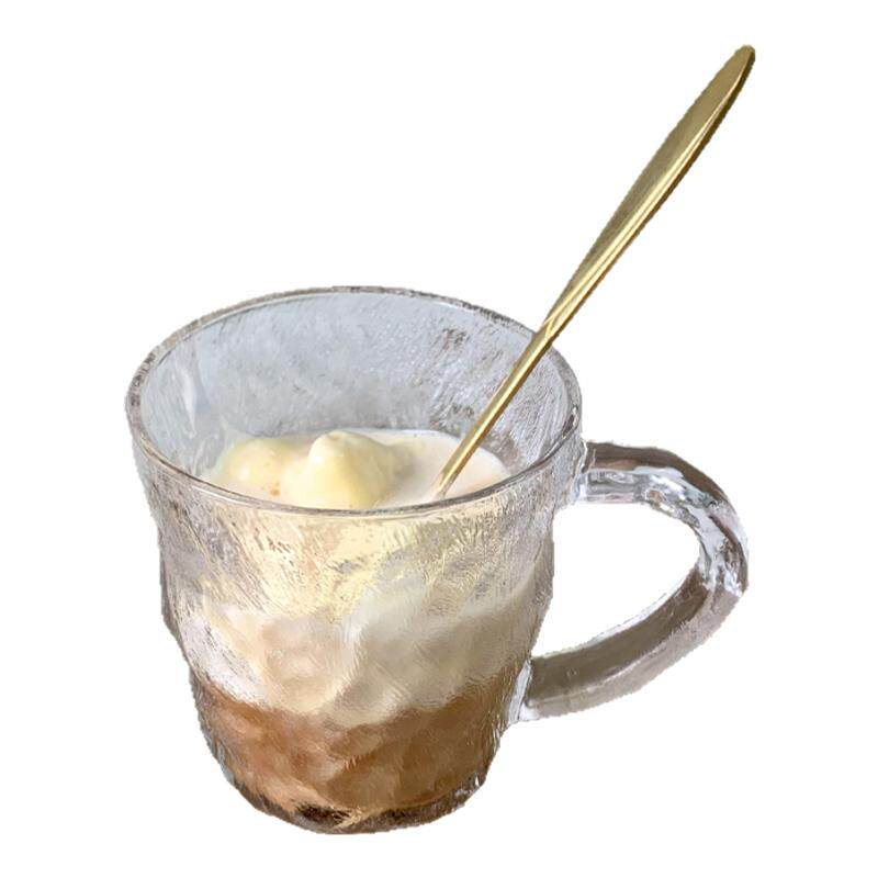 ins风冰川纹玻璃杯带把高颜值