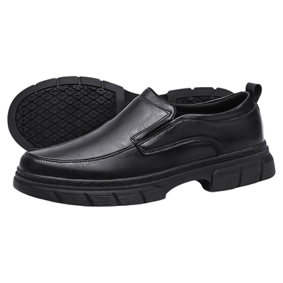 厨房防滑鞋黑色皮鞋防滑防水防油