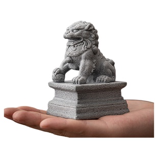 新中式石狮子一对招财保平安茶宠摆件创意福瑞北狮茶宠庭院装饰品