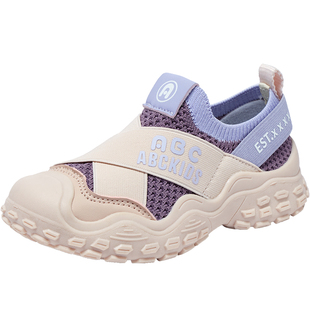 abckids男童鞋春季2026新款透气网面一脚蹬运动鞋女孩儿童官方潮