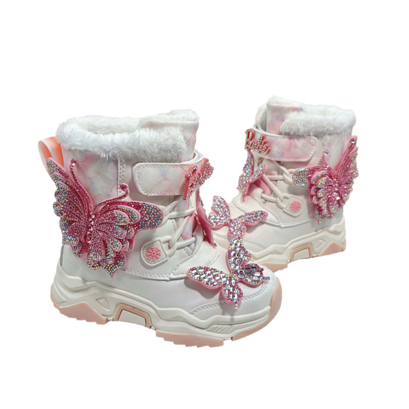 冬季女款儿童高帮雪地靴棉鞋防水