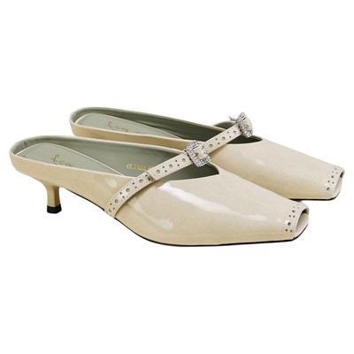 fed法式穆勒鞋夏季新款女鞋包头半拖白色懒人凉拖女S0515-ZCA578