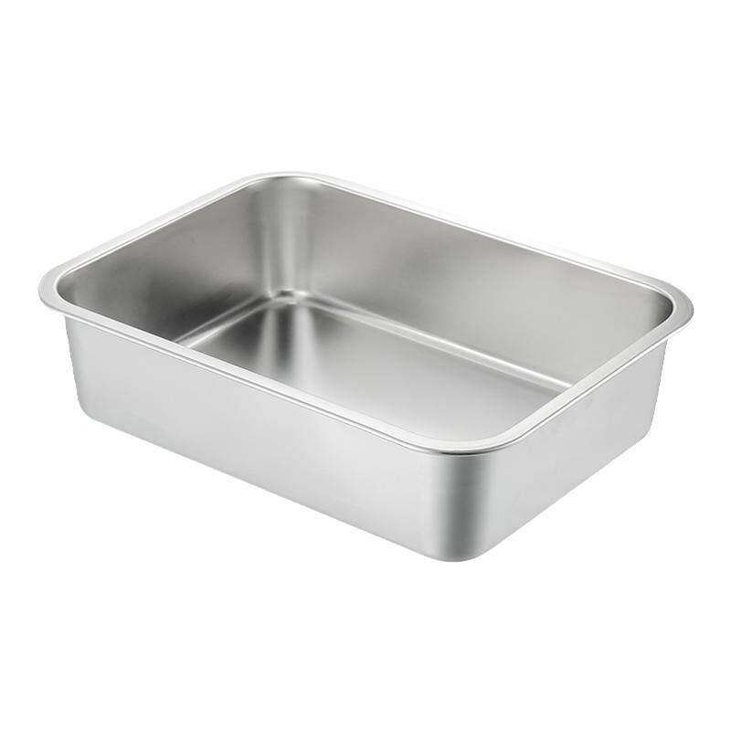 不锈钢平底方盘商用长方形托盘加深冲孔沥水餐盆套装油炸菜盆