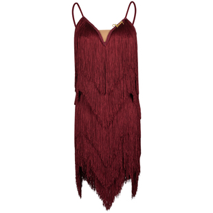 薇妮拉丁舞服成人流苏连衣裙高级吊带表演舞裙练功服女童14岁比赛