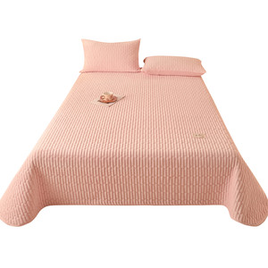 金丝兔家纺牛奶绒床盖三件套加厚夹棉床单榻榻米防滑炕盖珊瑚绒单件床毯冬季