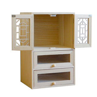 小资纳桌上收纳置物柜抽屉式实木收纳盒床头办公书桌带门储物小柜