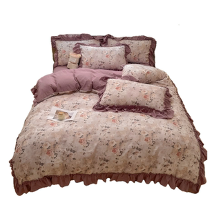 复古法式花边床上四件套纯棉全棉2025新款床单被套床笠宿舍三件套