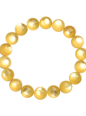 玥珑天玺天然黄锂云母手串黄色金龙云母圆珠手链情侣节日生日礼物