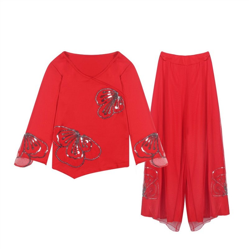 民族风广场舞服装2026新款绣花女跳秧歌服扇子舞蹈衣表演出服套装