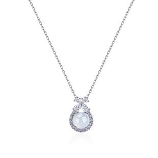 【在逃公主】S999纯银冰透白玉髓蝴蝶结项链女高级感轻奢风颈饰