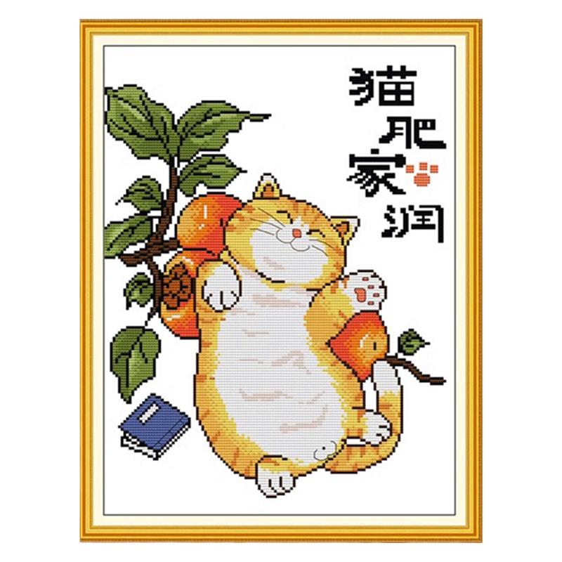 可爱招财猫十字绣猫咪肥猫家润