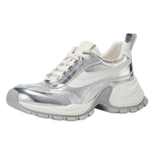 Rosa Bianca银色厚底老爹鞋女2025秋季新款小个子增高运动休闲鞋