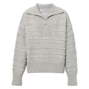 伊芙丽POLO领通勤宽松羊绒套头衫2024冬季新款品质百搭毛衫女