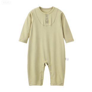Oakmont婴儿连体衣长袖莫代尔爬服春秋款小月龄宝宝a类柔软睡衣