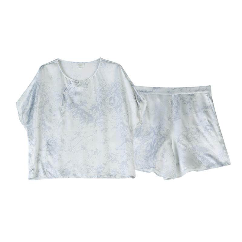 丝侬优雅中式水墨盘扣真丝睡衣