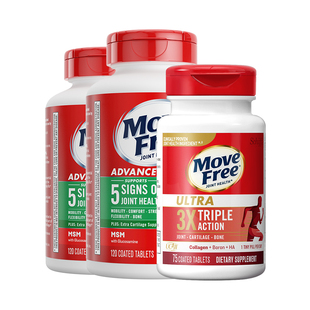 益节movefree绿标氨糖软骨素护关节120粒*2+经典骨胶原白瓶75粒