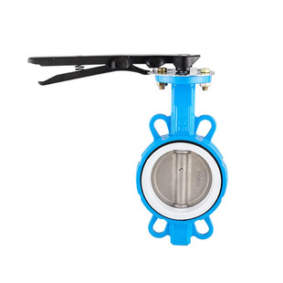 D71X-16手动手柄蝶阀对夹球墨铸铁304四氟不锈钢板DN50 80 100150