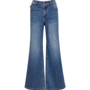 Vero Moda牛仔裤2026春季新款含棉腰带复古洗水微喇裤326132029