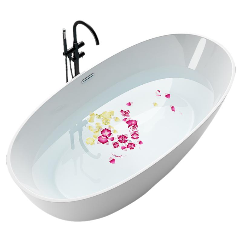 欧凯伦亚克力浴缸家用小户型独立式日式椭圆移动泡澡网红酒店浴盆