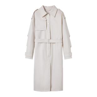 【匈牙利白鹅绒】LANCY/朗姿2025冬新款大气风衣式收腰长羽绒服女