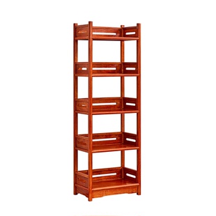 花梨木小书架落地书橱展示红木矮书柜多层新中式刺猬紫檀窄置物架