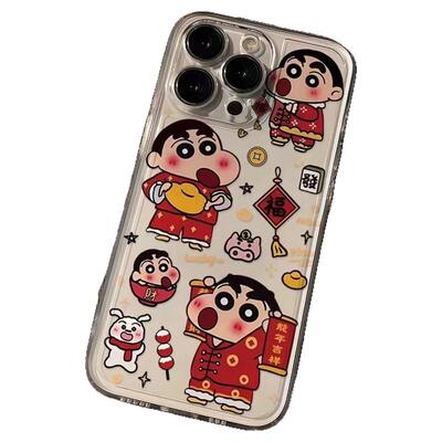 新年小新iPhone15手机壳xr保护6套mini男女16全包xs有趣se2防摔7 8plus新款苹果14pro max个性13创意12搞怪11
