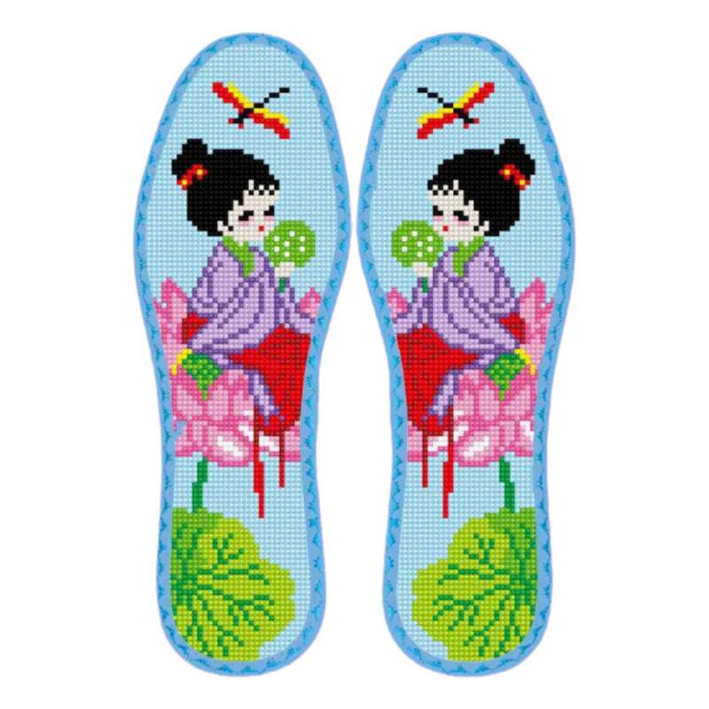 新款买五送一带花边七层纯棉布十字绣鞋垫男女款带针线自己绣柔软