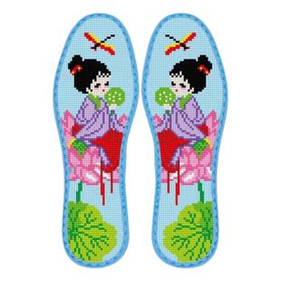 新款买五送一带花边七层纯棉布十字绣鞋垫男女款带针线自己绣柔软