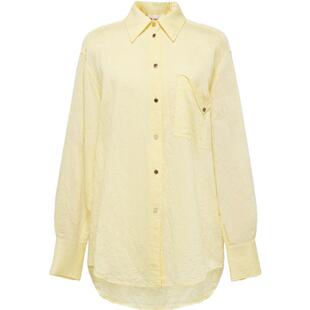 EP雅莹2025春季新款女装 浅黄色百搭暗纹提花肌理天丝衬衫2108B